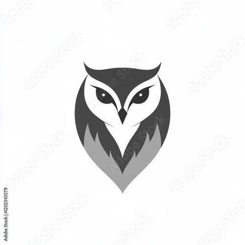 Grey owl logo, isolated on white, for branding photo