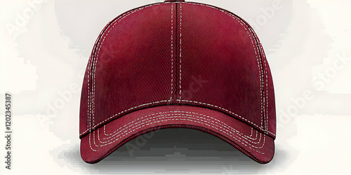 Burgundy Baseball Cap Product Photography: Detailed View of a Classic Headwear photo