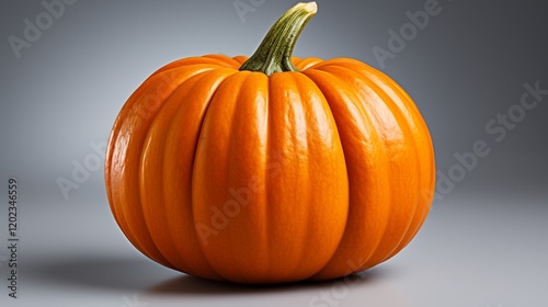 Bright orange pumpkin symbolizing fall harvest and seasonal festivities, studio view.