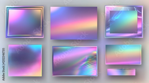 Wallpaper Mural Abstract iridescent gradient squares framed design Torontodigital.ca