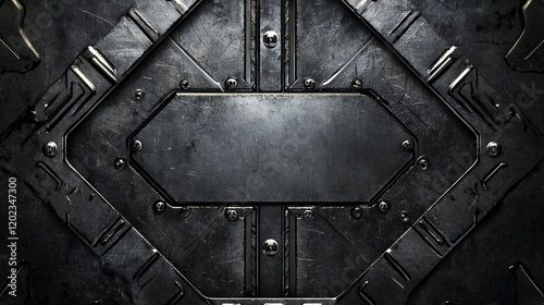 Dark Metallic Geometric Abstract Background: Futuristic Industrial Design