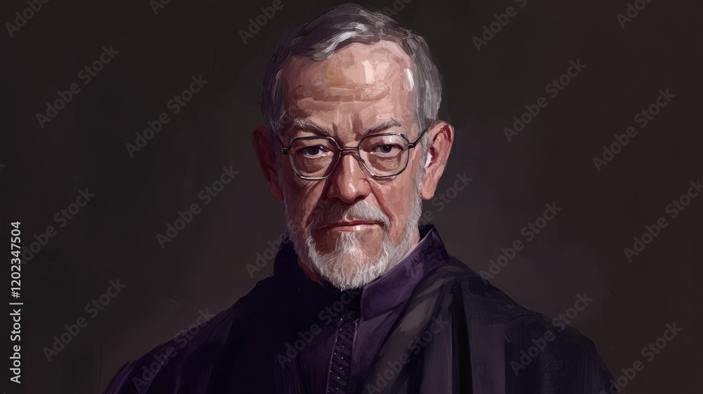Judge Portrait, Studio Shot, Serious Expression, Dark Background, Legal Judge Portrait, Studio Shot, Serious Expression, Dark Background, Legal