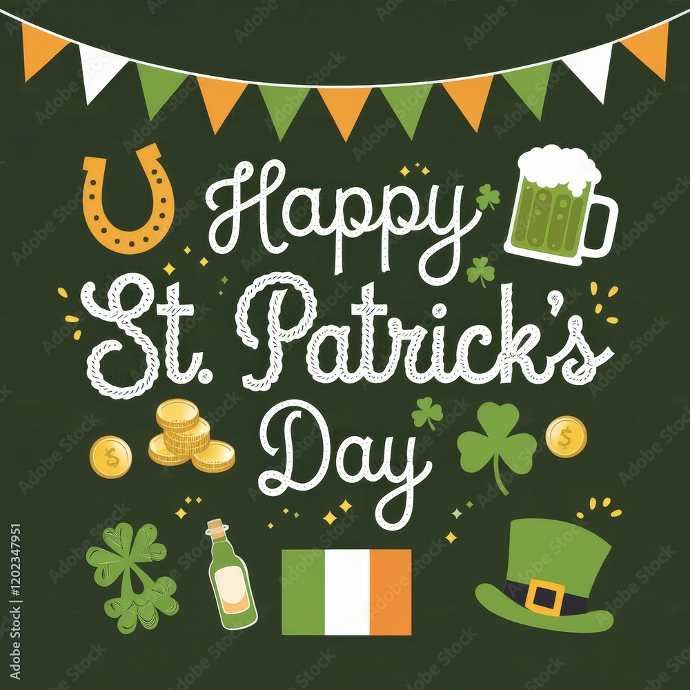 St. Patrick's Day Banner with Irish Symbols St. Patrick's Day Banner with Irish Symbols