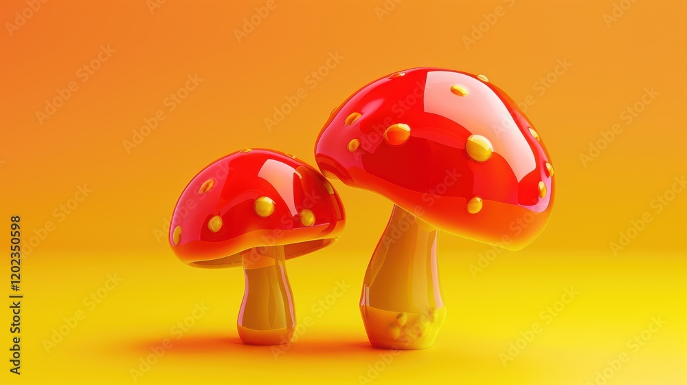 Mushroom depicted on a plain background, beautiful fungi macro. Background placid, mushroom vivid. Mushroom depicted on a plain background, beautiful fungi macro. Background placid, mushroom vivid.