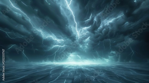 Lightning's abstract streaks light up the sky. Thunder rolls, signaling the storm's intensity.