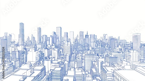 Blueprint city skyline, urban design, architectural drawing, aerial view, background photo