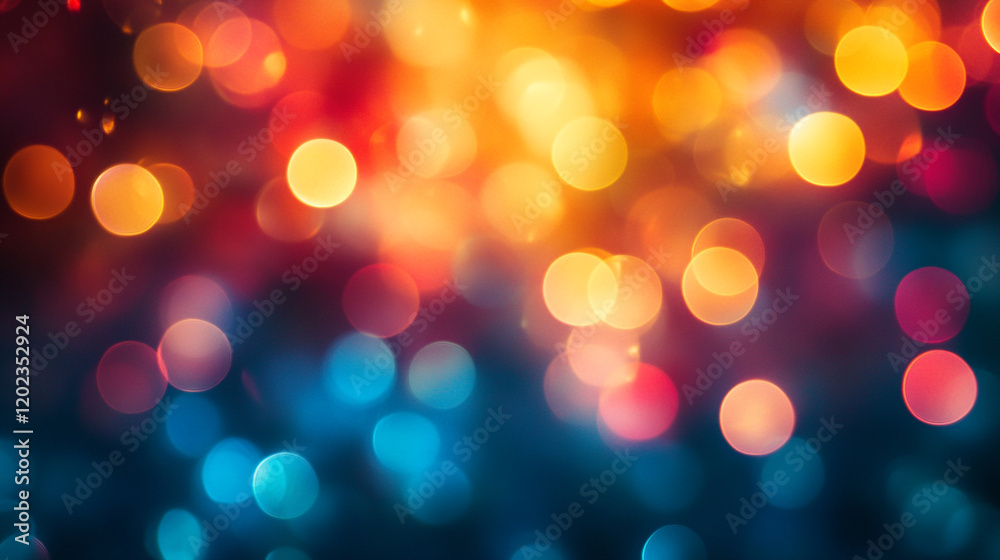 Fototapeta premium Bright and colorful bokeh lights create a festive atmosphere in the evening sky