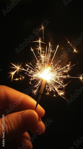 Child enjoying a sparkler at night during a celebration in a festive atmosphere