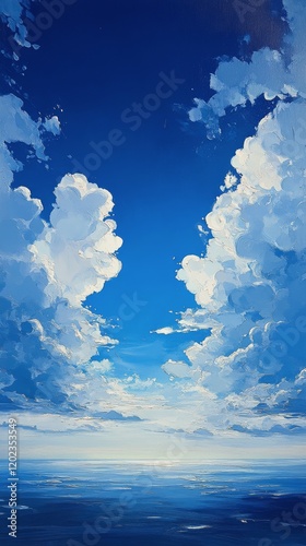 Vast blue sky with circular cloud formation over snowy mountains during daytime