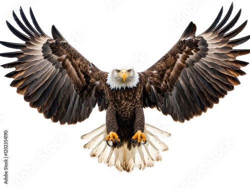 Isolated Bald Eagle with Open Wings Front View