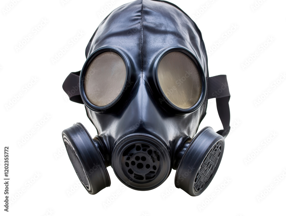 Isolated Black Gas Mask Front View Isolated Black Gas Mask Front View
