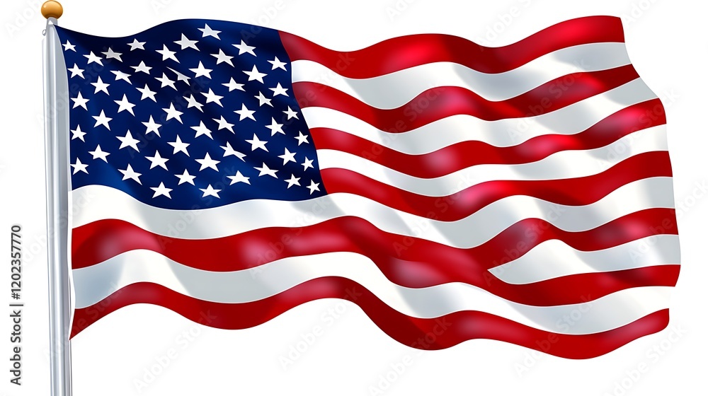 America flag on a flagpole glowing under radiant sunlight America flag on a flagpole glowing under radiant sunlight