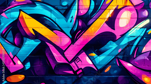 Wallpaper Mural Neon graffiti explosion, colorful street art, futuristic cityscape, abstract design. Neon Graffiti Alley. Illustration Torontodigital.ca