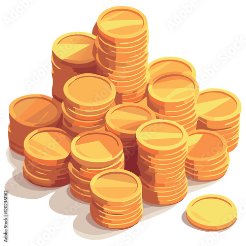 A pile of gold coins  Vector illustration. Icon.