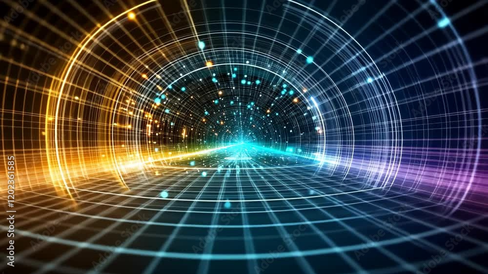 neon light light dot tunnel abstract background	
