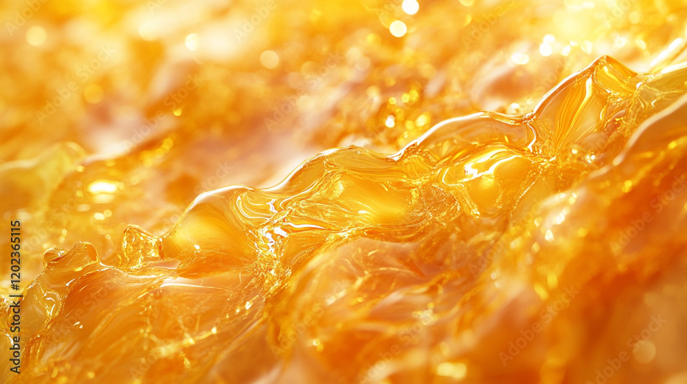 Golden liquid texture flowing in abstract pattern with light reflections Golden liquid texture flowing in abstract pattern with light reflections