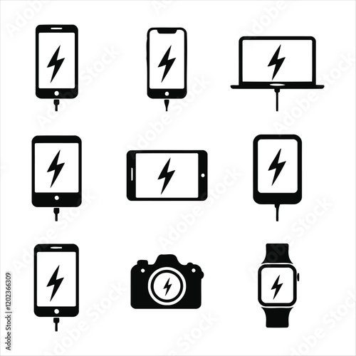 Various Electronic Devices Charging Icons