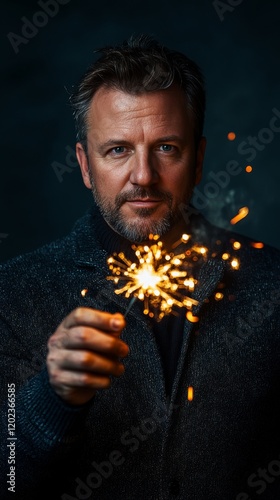 Child enjoying a sparkler at night during a celebration in a festive atmosphere