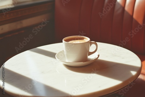 Simple white ceramic cup on a textured background for minimalist decor and di...