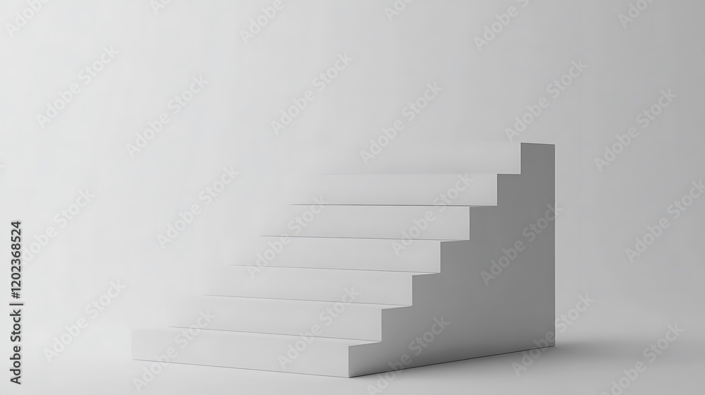 White book stairs in a modern minimal 3D design with blank white backdrop White book stairs in a modern minimal 3D design with blank white backdrop