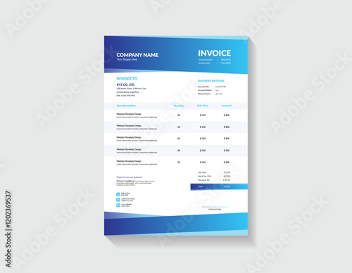 Business Invoice Template - Blue Gradient Theme