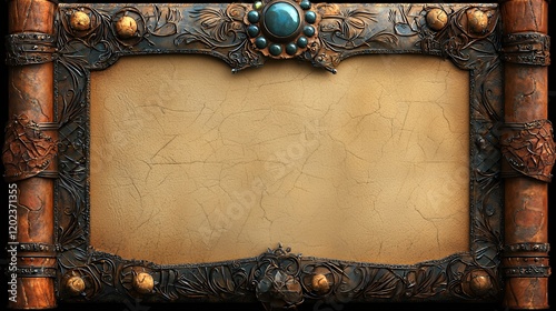 Antique Ornate Scroll Frame:  A Vintage, Detailed,  Aged  Design Perfect for  Medieval, Fantasy or Historical Projects