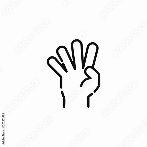 four fingers raised icon sign vector