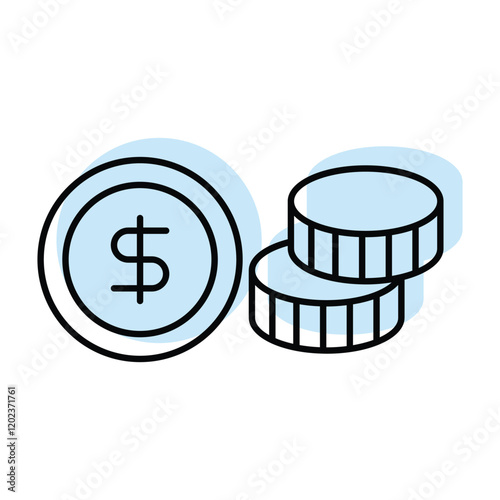 Coins   color shadow thinline icon , vector, pixel perfect, illustrator file 
 photo