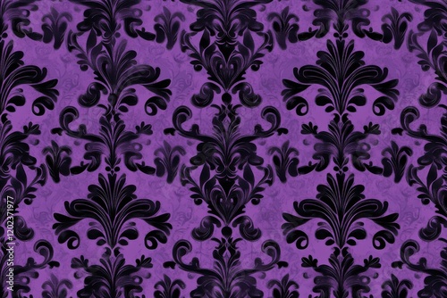 Dark Purple Damask Pattern