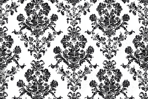 Black and white damask pattern