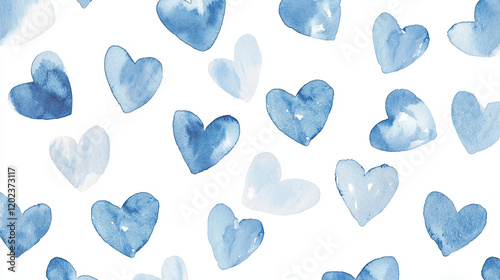 Wallpaper Mural Blue and white background with many hearts Torontodigital.ca