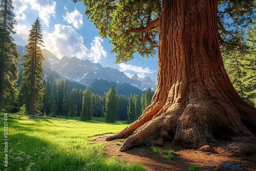 Big sequoia tree in the park
