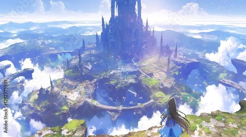 landscape with mountains and clouds