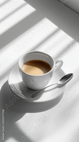 Morning coffee on a sunlit table with dried flowers in a cozy room