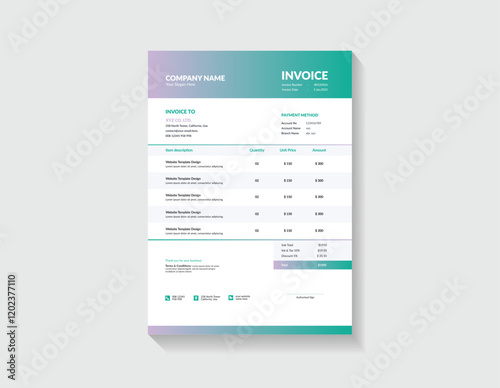Modern Business Invoice with Total Calculation