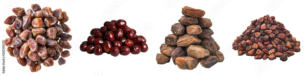 Pile dry dates isolated on transparent background, Set of Pile dry dates isolated on transparent background, Set of