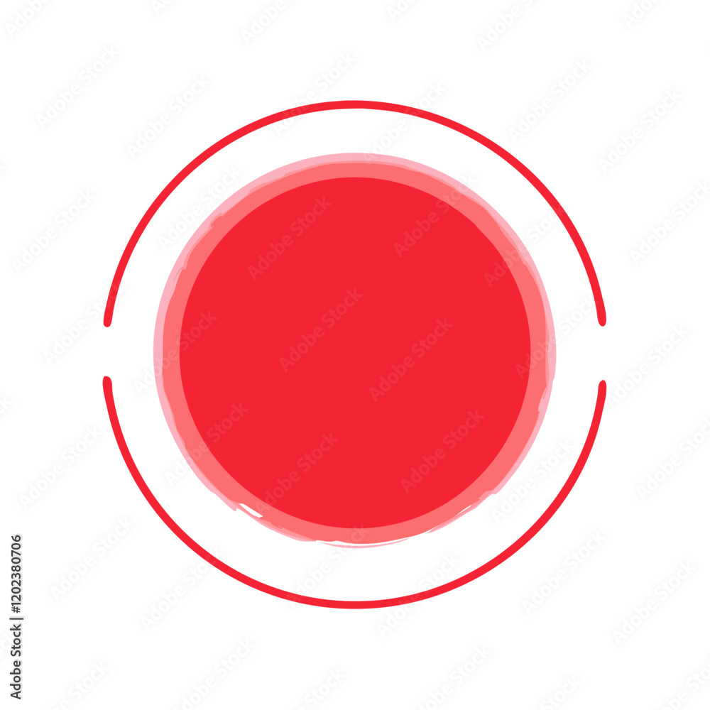 Abstract red circular icon with artistic brushstroke Abstract red circular icon with artistic brushstroke