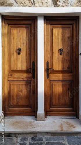 Wooden doors with rustic design in a minimalist interior