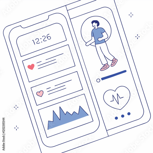 Digital minimalistic representation of a health monitoring app Illustrator Artwork
