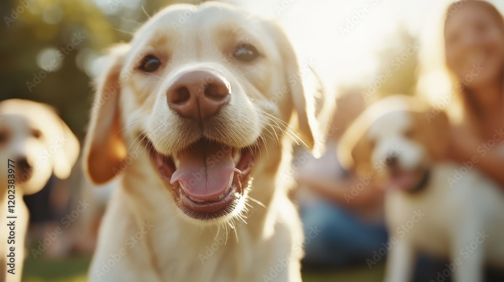 A cheerful dog at the heart of a sunlit gathering, embodying happiness and connection, radiating warmth and charm as it shares joyful moments with others around it. A cheerful dog at the heart of a sunlit gathering, embodying happiness and connection, radiating warmth and charm as it shares joyful moments with others around it.