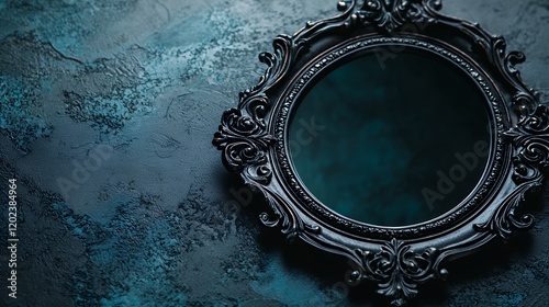Wallpaper Mural Antique Ornate Mirror on Dark Teal Background Torontodigital.ca