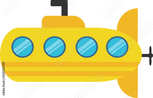 Flat Submarine Illustration