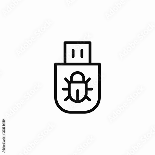 usb drive bug icon sign vector
