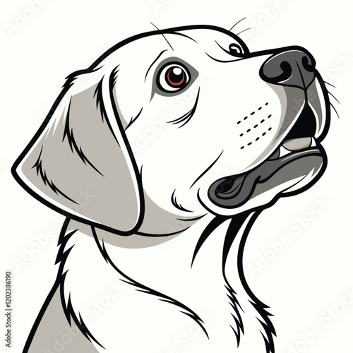 Adobe Illustrator Artwork  Extreme close up of funny shocked surprised labrador dog.