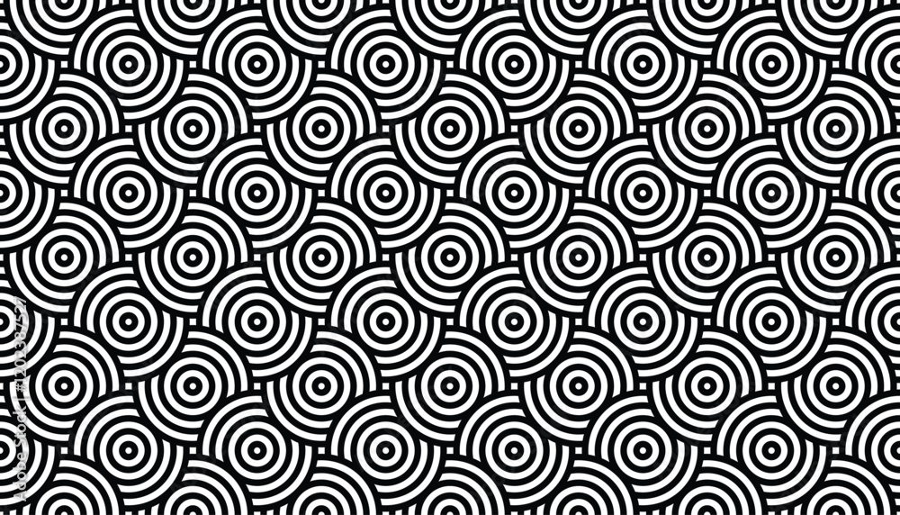 Fototapeta premium Monochrome Geometric Pattern with Concentric Circles