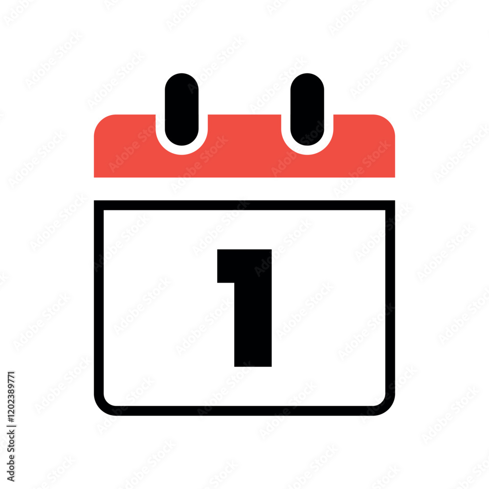 Clean and Minimal Calendar Icon – Highlighting the Number 1 Clean and Minimal Calendar Icon – Highlighting the Number 1