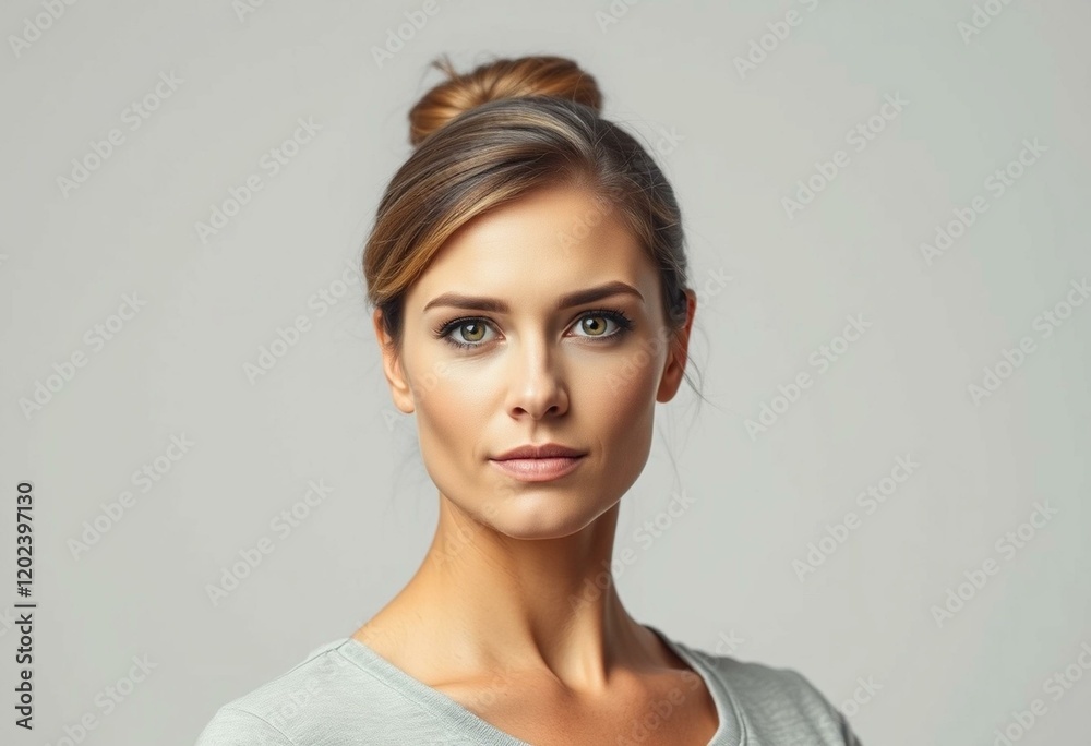 A portrait of a strong woman with a determined expression A portrait of a strong woman with a determined expression