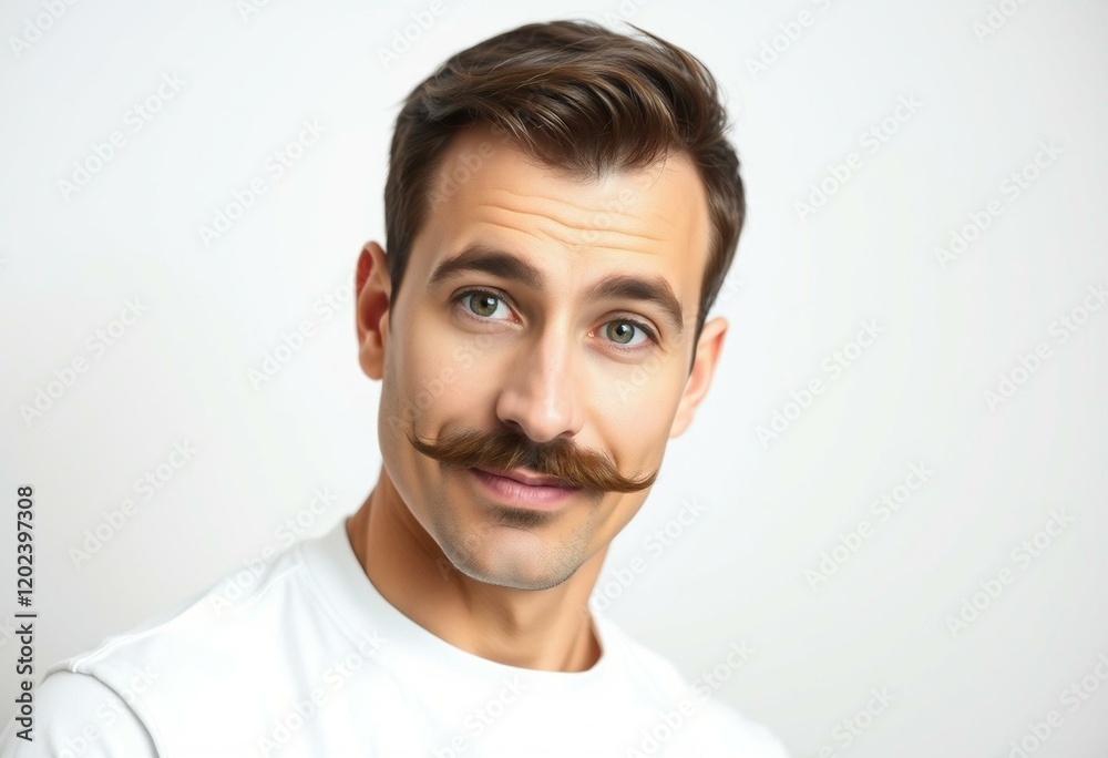 Portrait of a man with a moustache looking directly at the camera Portrait of a man with a moustache looking directly at the camera