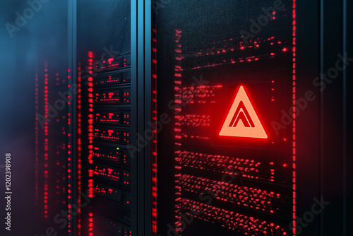 Server Shutdown: Data Overload. Visualizing massive data loss and system failure. Futuristic        