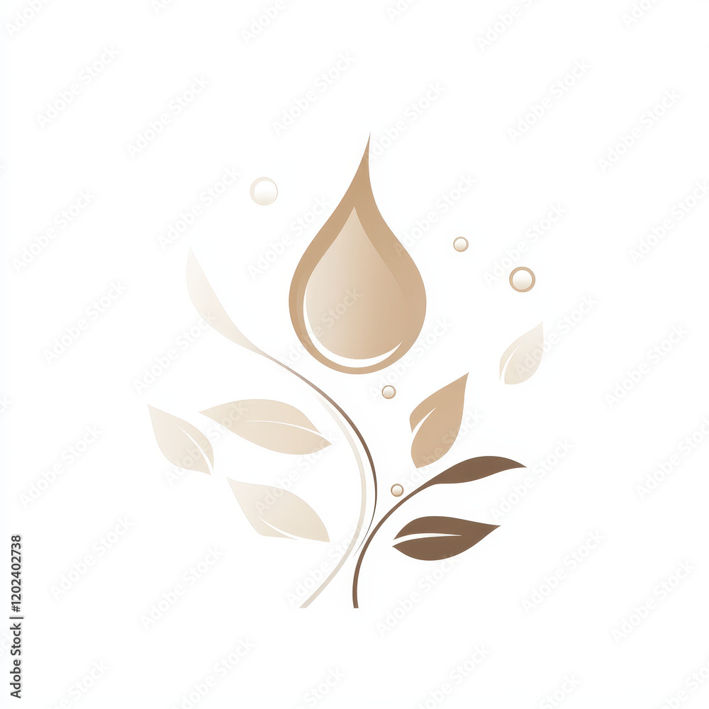 Fototapeta premium Minimalist Drop with Leafy Botanical Design